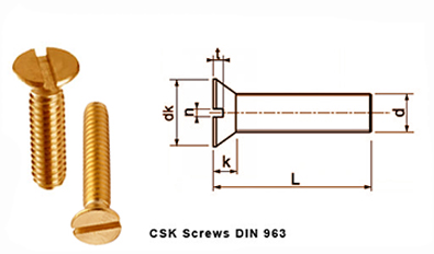 brass slotted csk flat head screws din 963